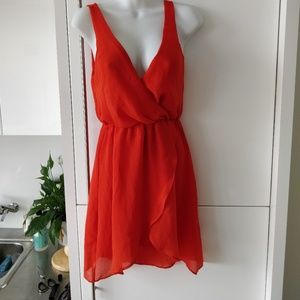Red orange wrap dress